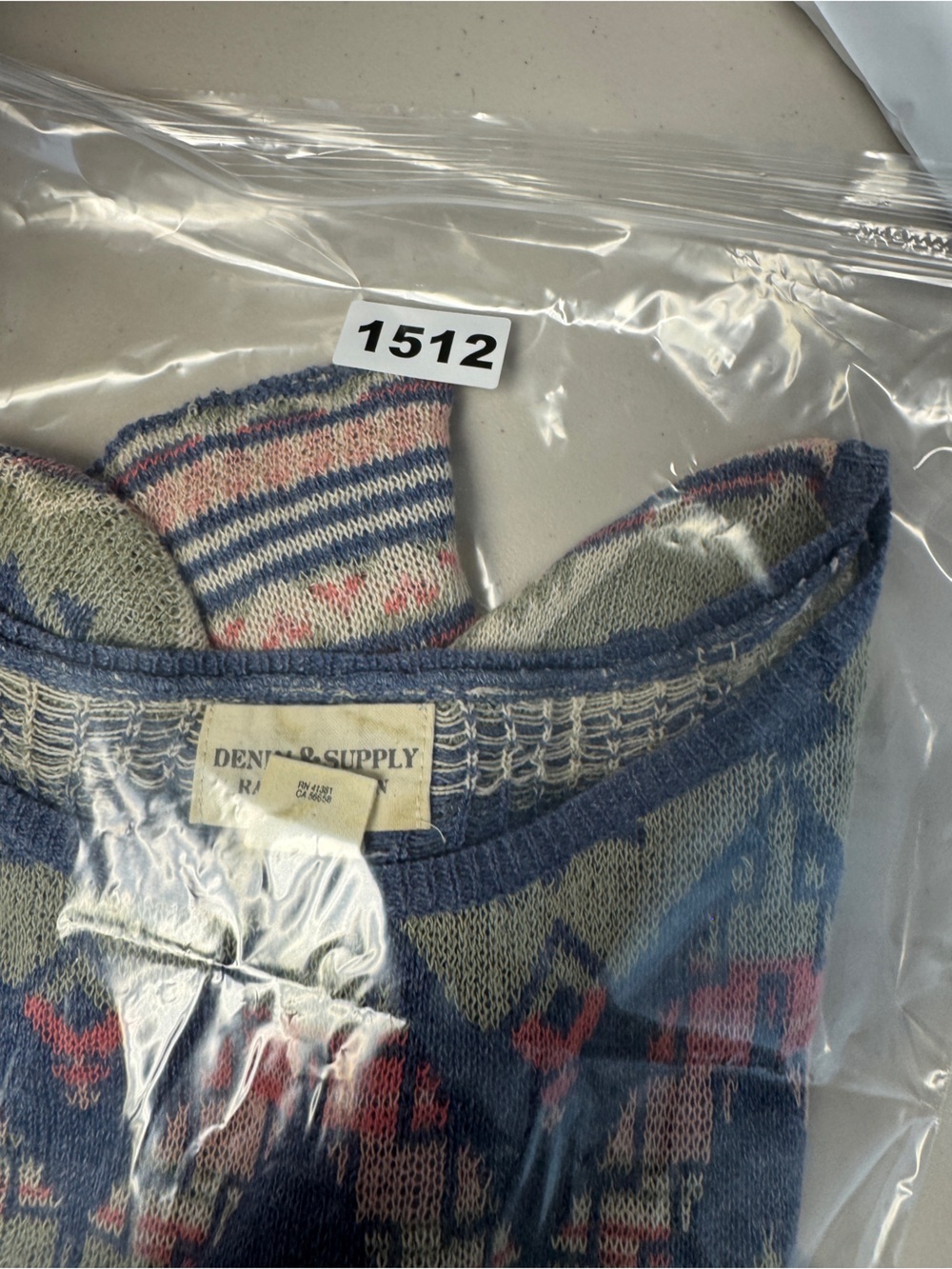 Denim & Supply Ralph Lauren Cotton Blend Aztec Knit Top Blue Small Boho Festival - Picture 14 of 14